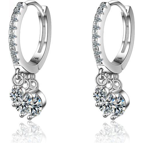 Utimtree Simple Round White Cubic Zircon Wedding Earrings Jewelry Fashion Women Drop Earring with Sparking Crystal Stone