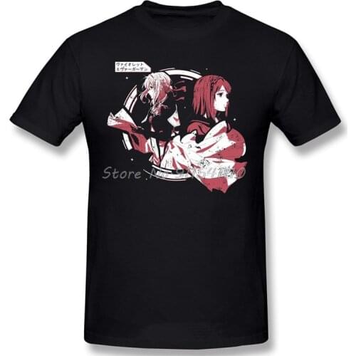 High Quality Men Clothing O-Neck 100 Cotton Luculia Graphic T-shirt Violet Evergarden Gilbert Claudia Hodgins Anime Sleeve Short