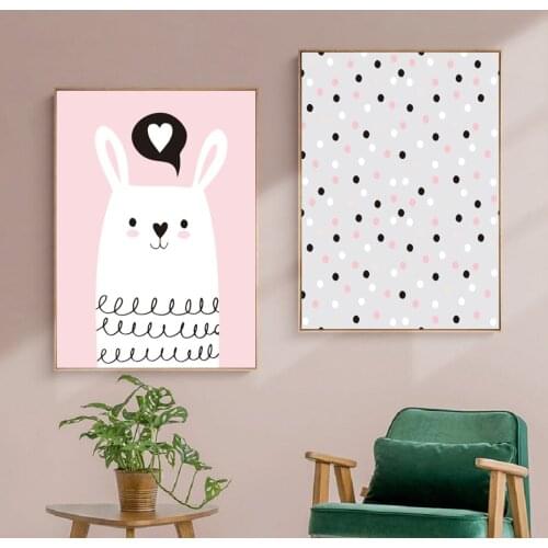 Funny White Rabbit in Love Prints Canvas Painting Printed Sweet Nursery Wall Art Posters and Pictures for Living Room Home Decor