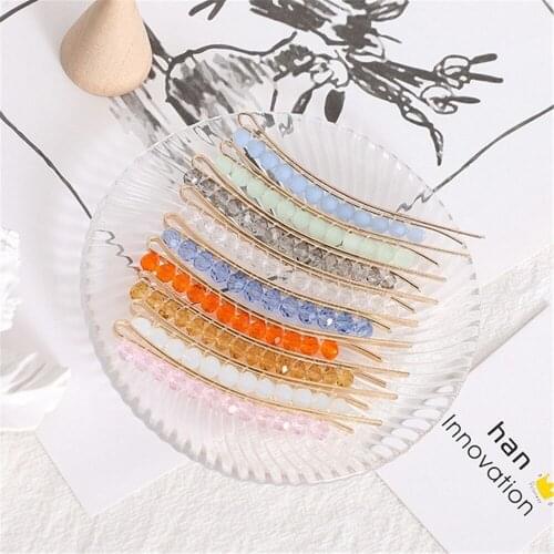 Sweet Candy Color Women Crystal Hair Clip Fashion Barrette Gold Metal Alloy Hairpins Hairgrip Hair Accessories girls hairpins