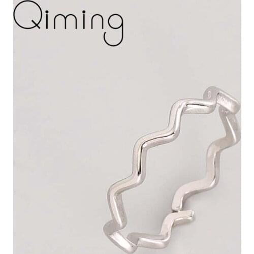 Handmade Geometric Korean Women Rings Trendy Fashion Wave Style Silver Jewelry Finger Knuckle Ring Dress Gift