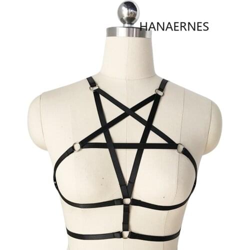 Womens Harajuku Lingerie Belt Bra Garters Leather Harness Adjustable HARNESS BRA Bondage Cage Bra Punk Goth Clothes Rave Bra