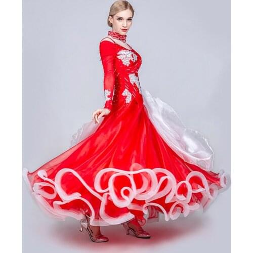 H2602 Modern Dance Dress Competition Professional Performance Costumes Female Ballroom Waltz Dance Practice Big Hemline Dresses