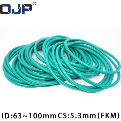 1PC Fluorine rubber Ring Green FKM O ring Seal 5.3mm Thickness ID63/65/69/70/75/80/90/100mm Rubber O-Ring Seal Gasket Oil Ring