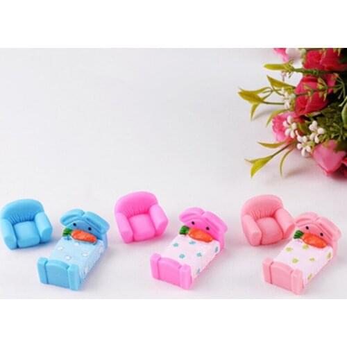 ZOCDOU 2 Pieces Sofa Bed Rest Couch Furniture Living Room Seat Small Model Figurine Crafts Figure Ornament Miniatures Decoration