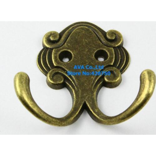 20 Pieces Wall Hook Hat Coat Robe Hooks / Antique Brass 53x54mm