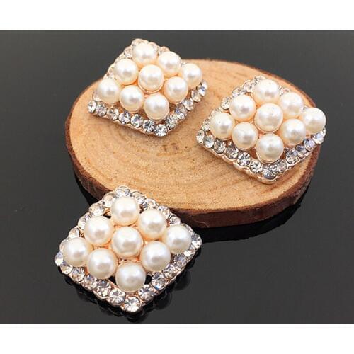 2016New 50Pcs Diamond Pearl Rhinestone Buttons for Wedding Decoration and DIY hair accessies HZ178