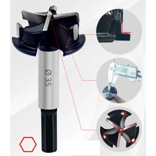 35mm 3 Flutes Carbide Tip Wood Auger Cutter Woodworking Hole Saw Cutter For Power Tools Drill Bits Woodworking Tool Drill Bit