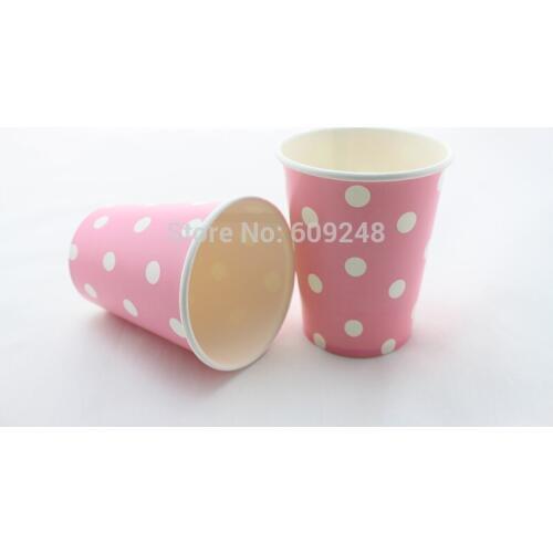 60pcs 90Z Birthday Party White Polka Dot Pink Wedding Paper Cups Coffee Drinking,3 Days Delivery on Orders over $100