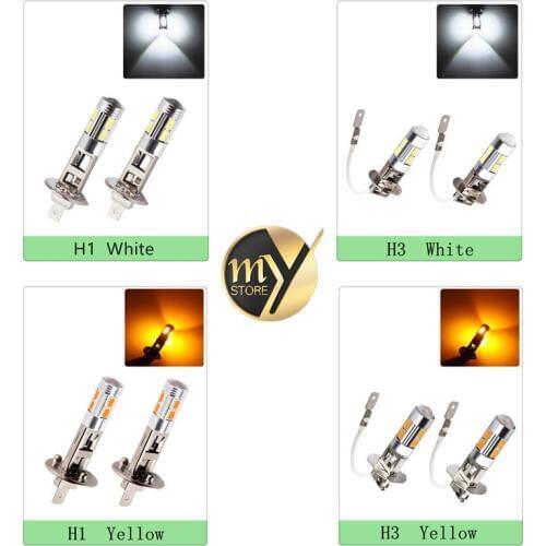 2pcs H1 H3 led car light White Amber Yellow 12V Fog lights high power lamp 10 LEDS SMD 5630 Auto bulbs Cars bulb Headlight