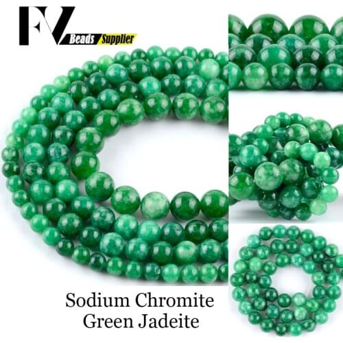 Natural Stone Beads 6mm-12mm Green Jades Sodium Chromite Round Loose Beads For Jewelry Making Women Necklace Bracelet Jewellery