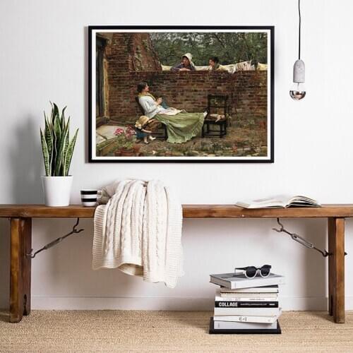 Citon William Waterhouse《Good Neighbours》Canvas oil painting World Famous Artwork Poster Picture Wall Art Decor Home Decoration