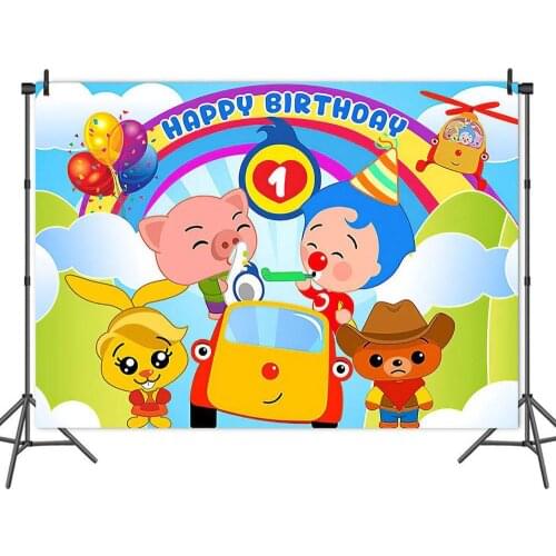 Little Pig Driving A Car Cartoon Background Kids Birthday Party Props Decoration Wallpaper Photo Studio Photography Backdrop