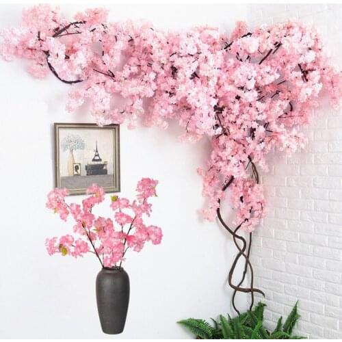 Artificial Flower Plant Bonsai Wedding Decoration Plant Wall Cherry Blossoms Spring Sakura DIY Decoration home decor