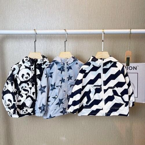 Girls Jackets Spring Autumn Kids Outerwear Striped Cartoon Sport Hoodied Coats Children Clothing Baby Boys Trench Coat