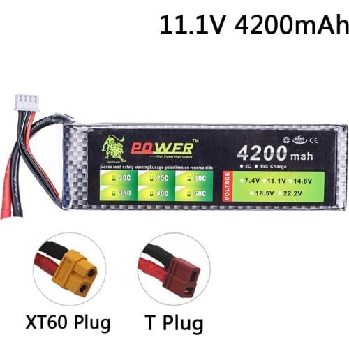 11.1v Lion Power lipo battery 3S 11.1V 4200mah 35C rechargeable battery for RC toys Car aircraft Drone rc model T plug XT60 plug