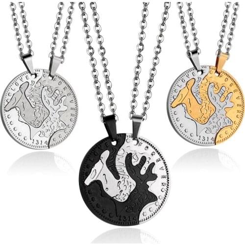 LOOKER One Set Gold Stainless Steel Creative Deer Necklaces Women Men Lovers Necklaces Gifts