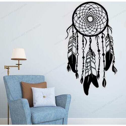 Dream Catcher Wall l Vinyl Sticker Feather Dreamcatcher wall decal for bedroom home decoration removable art mural HJ534