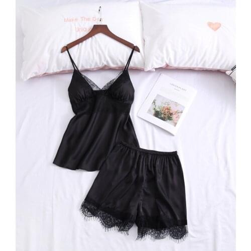 Cute Sleepwear Lace Home Suit Sling Women Pajama 2021 Shorts Female Sexy Lingerie 2 Piece Set Summer Womens Clothing Sleep