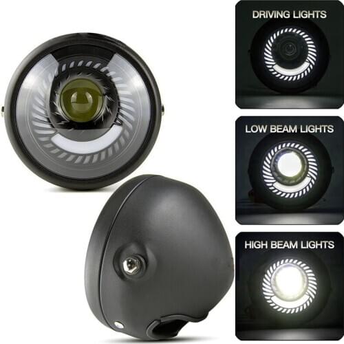 Motorcycle Headlight LED Turn Signal Light Bulb Headlight 6.5Inch Universal for Honda Kawasaki Yamaha Cafe Race