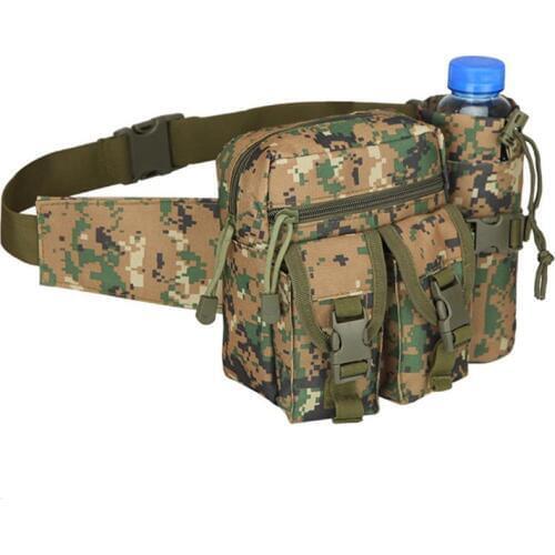 Men Waist Bag Tactical Camouflage Waist Pack Pouch with Water Bottle Holder Waterproof 800D Nylon Belt Bum Bag Sport Bag