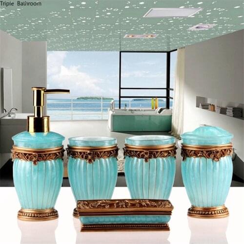 European style High grade resin Bathroom Accessories set wedding Wash set Couple mouthwash cup Soap dish bathroom decoration