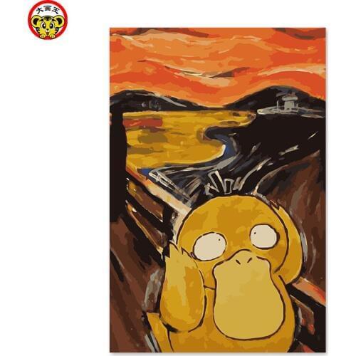 Painting by numbers art paint by number Cry up to home decor painting color fill color painted duck handmade gift decoration