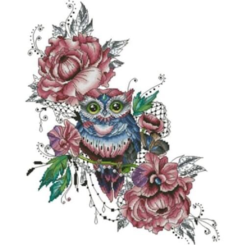 Owl on a flowering branch patterns Counted Cross Stitch 11CT 14CT 18CT DIY Chinese Cross Stitch Kits Embroidery Needlework Sets
