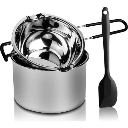 Double Boiler Pot Set Stainless Steel Melting Pot With Silicone Spatula For Melting Chocolate,Soap,Wax,Candle Making