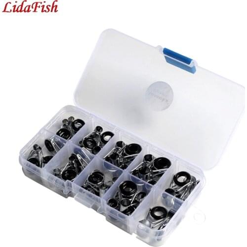 2020 NEW 45 Pcs/lot #4-#8.6Telescopic Fishing Rod Guides Top Ring Set Raft Fishing Repair Accessories