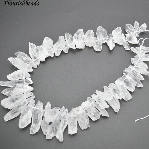 Natural Roguh Clear Crystal Point Mineral Quartz Stone Loose Beads 5 strands per lot