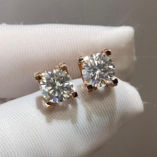 Luxury 18K Rose Gold Studs Earrings DF Color Moissanite Jewelry Engagement Anniversary earrings 4 claws Earrings