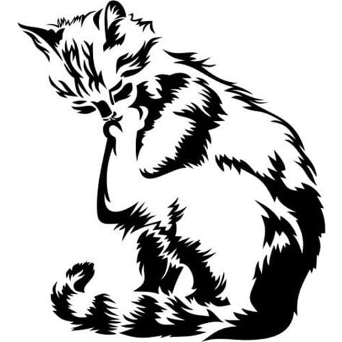 Car Sticker Fashion Wash Cat Cartoon Animal Car Sticker Classic Decorative Window Decals Waterproof Black/white,15cm*13cm