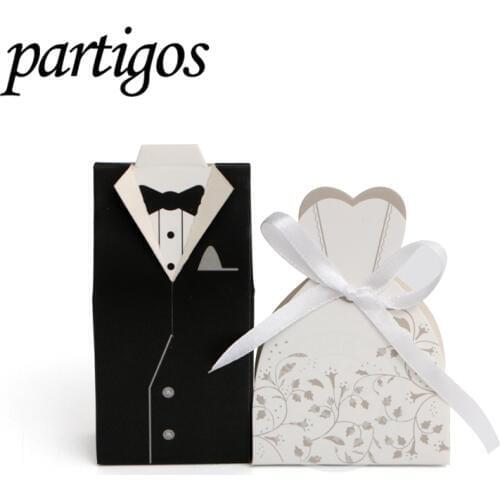 2pcs/set Bride & Groom Dressup Candy Bag wedding decoration Wedding Gifts Souvenir package Table Decor Wedding Party Supply