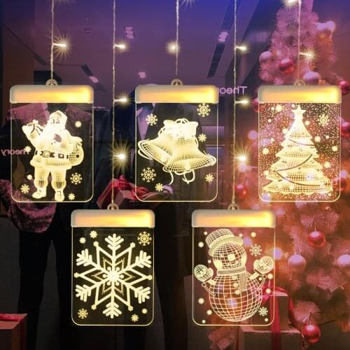 3D LED Fairy Lights Garland Curtain Lamp Battery Powered String Light New Year Christmas Decorations for Home for Window Decor