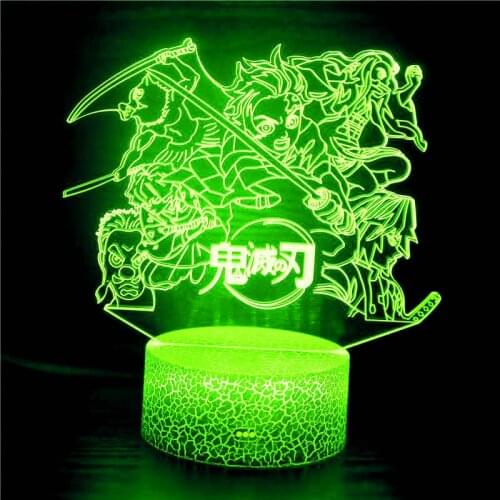 For Anime Demon Killer Kimetsu No Yaiba LED Night Light Child Model Toy Decoration Light Birthday Gift Comic Room Desk 3D Light