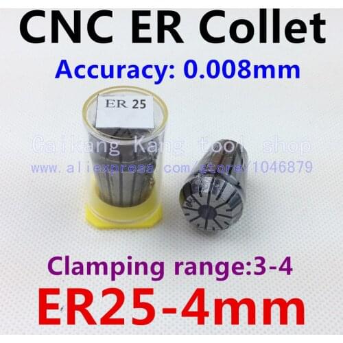 Precision 0.008mm, CNC collet, collet clamping tool holder, collet flexible, high precision collet, ER25-4MM