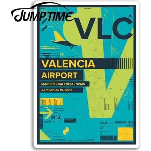Jump Time for Valencia Airport Vinyl Stickers Spain Travel Sticker Luggage Truck Window Bumper Decal Waterproof Accessories