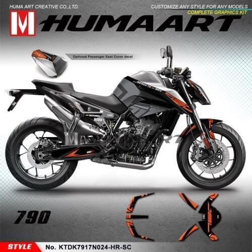HUMAART Personalised Graphics Vinyl Stickers for 890 R 2020 2021 with Seat Cowl Decal, Orange Black