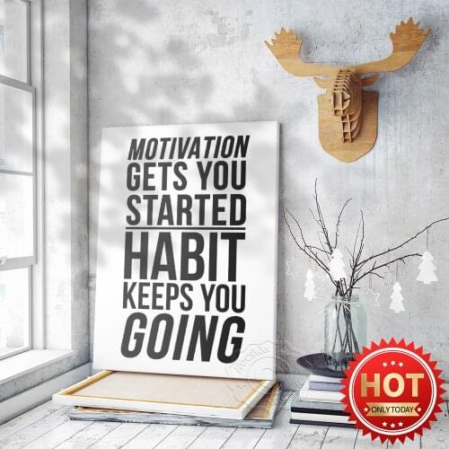 Gets You Started MOTIVATION Letters Pattern Canvas Painting Inspiring Poster Wall ART For Office Living Room Decorate Poster