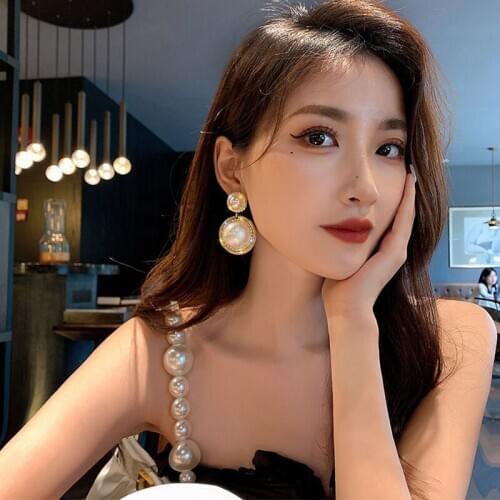 2020 Womens 925 Silver Needle Large Pearl Earrings Fashion Jewelry Simple Earrings Accessories Korean Elegant Style