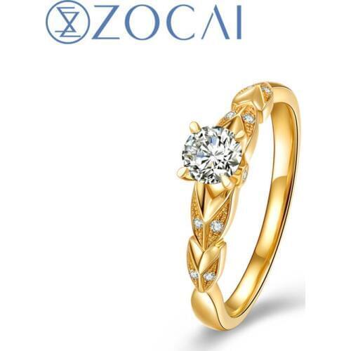 ZOCAI New Design Wedding Ring 0.3 CT Natural Diamond F-G/SI 18k Yellow Gold Ring(AU750) Free engrave JBW00963