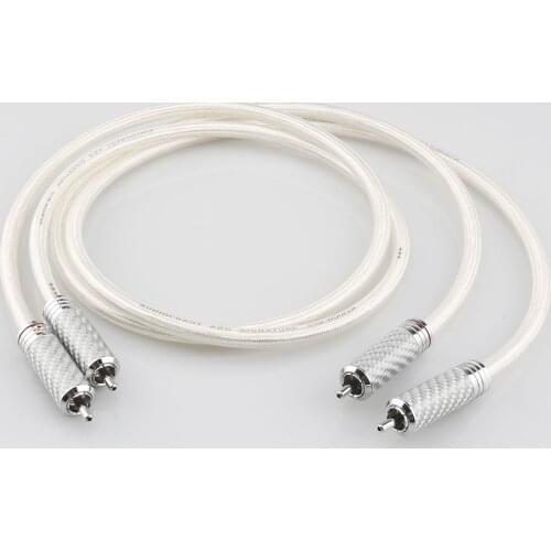 1pair Silver plated OFC RCA cable Analog cable RCA audio cable Silver plated with Carbon fiber RCA