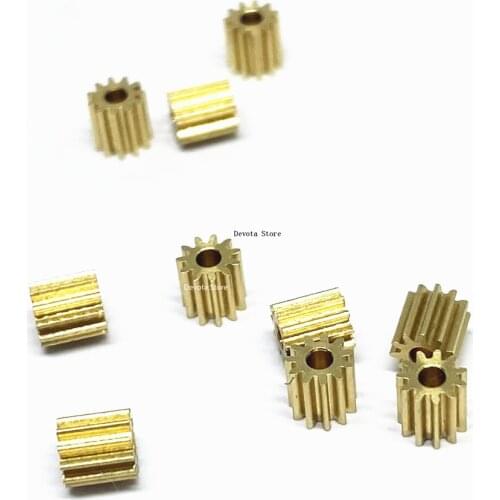10pcs 0.3M 11T small copper gear 1.48 1.5 1.98 2 mm hole diameter For Toys car RC aircraft gear