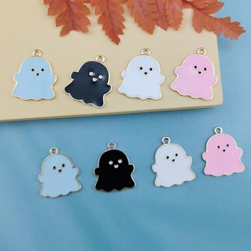 10pcs Halloween Ghost Alloy Dripping Charm Pendant DIY Jewelry Accessories Fun Pendant Earring Earring Pendant Funny 20*20mm