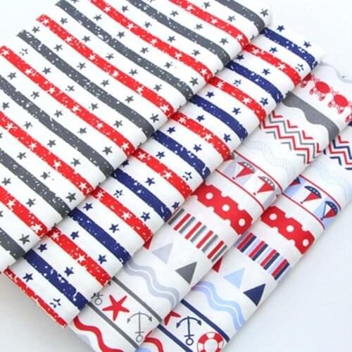 50X160CM Pure Cotton Navy Stripes Print Twill Fabrics Tissu for Sewing Bedding Quilts Pillow Home Deco DIY Handmade By HalfMeter