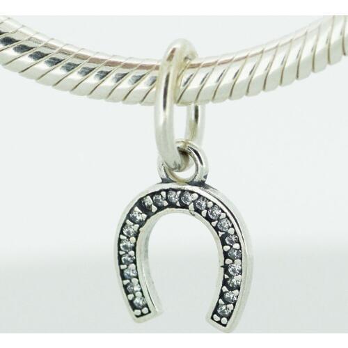 925 Silver Jewelry Beads Lucky U Paved CZ Crystal Charms Beads Women DIY Jewelry Fit Silver Charm Bracelets For Women & Men