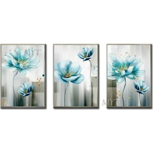 Blue Flower Abstract DiagramOil Painting Wall Art Home Decor Picture Modern Oil Painting On Canvas Wedding Decoration No Framed