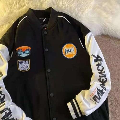 White American Vintage Baseball Uniform Jackets Men Outerwear Long Sleeve Patchwork Single Breasted Woman Jacket Coats Autumn