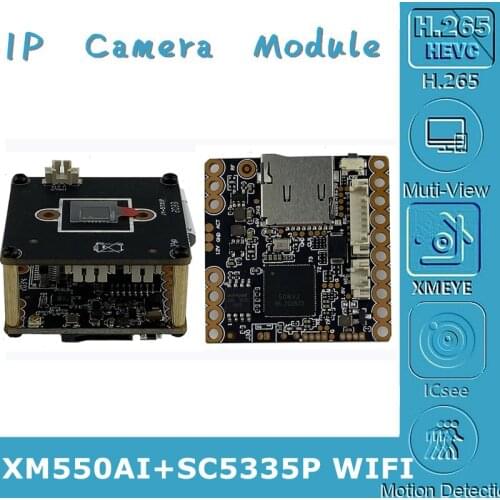 WIFI Wireless 5MP XM550AI+SC5335P 2592*1944 IP Camera Module Board 8-128G SD Card Two-Way Audio CMS XMEYE P2P Cloud RTSP